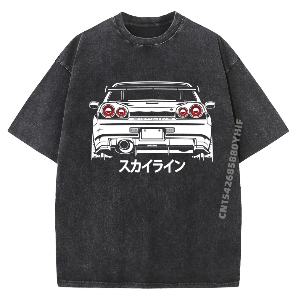 

Винтажные забавные футболки Legendary Skyline Jdm GT R 34, молодежные натуральные рубашки для мужчин, потертая футболка для отдыха