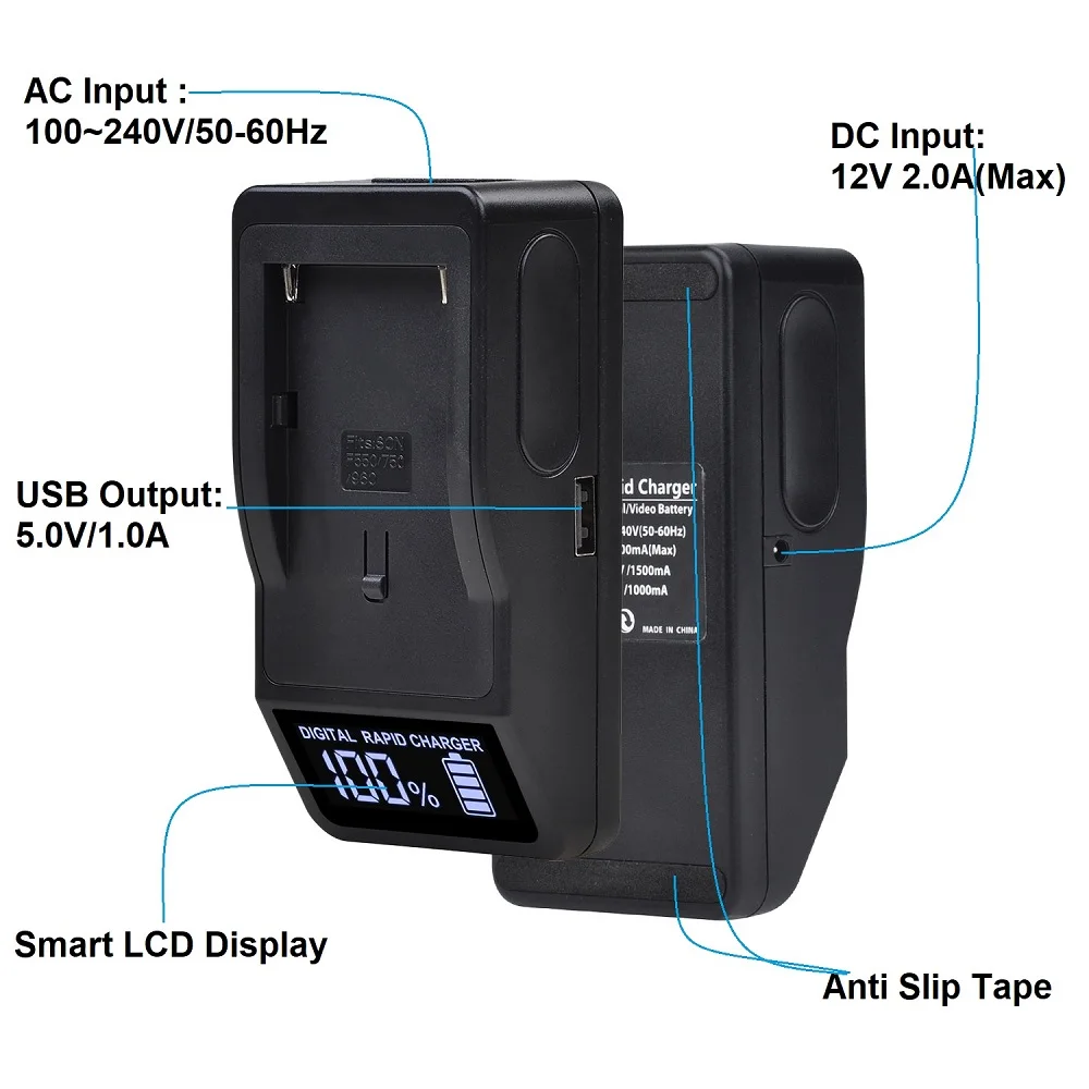 Замена для зарядного устройства Panasonic VW-VBD1 VBD2 с автомобильным разъемом, совместим с Panasonic AG-BP15P/202, CGR-B/202A1B, B202A