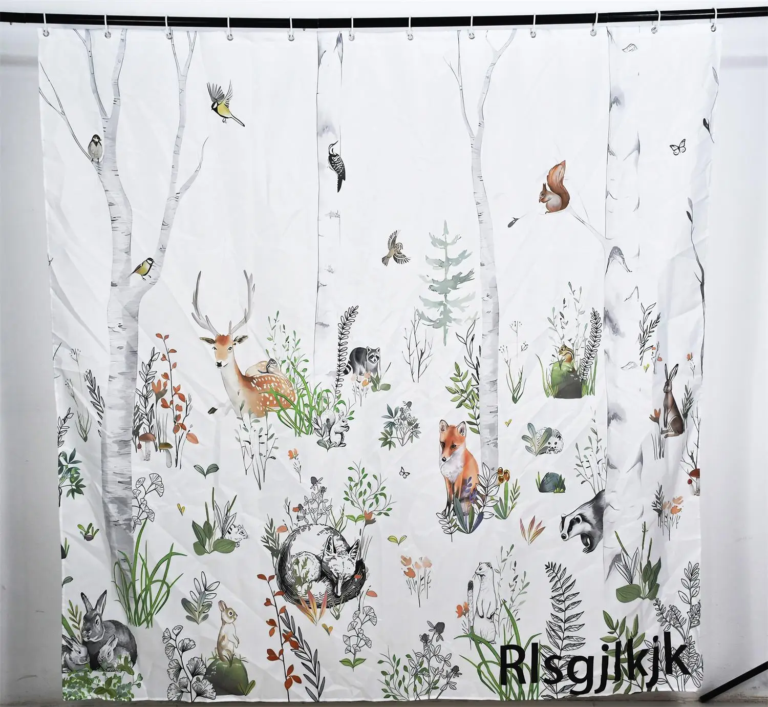 Rlsgjlkjk Forest Animals Shower Curtain jungle Trees Plant Wildlife Bird Bear Fox Deer Modern Minimalist Bathroom Shower Curtain