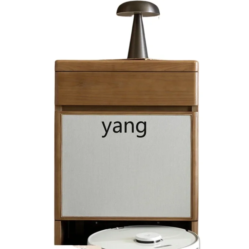 LMM rounded corner sweeping robot cabinet solid wood fabric drawer storage cabinet living room side cabinet