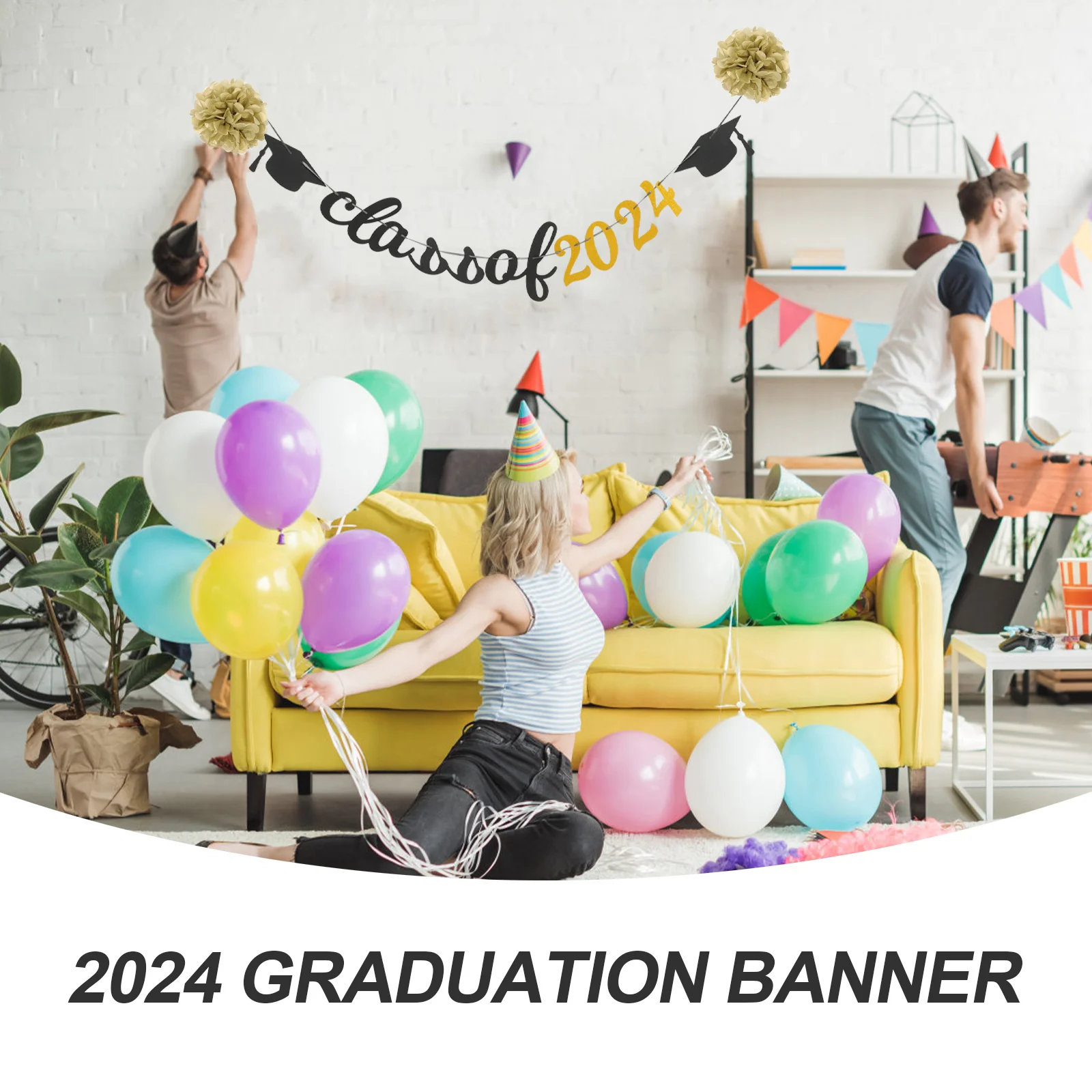 

1Set Class of 2024 Graduation Banner Festive Atmosphere Party Bunting Indoor Outdoor Decoration Photo Prop Background