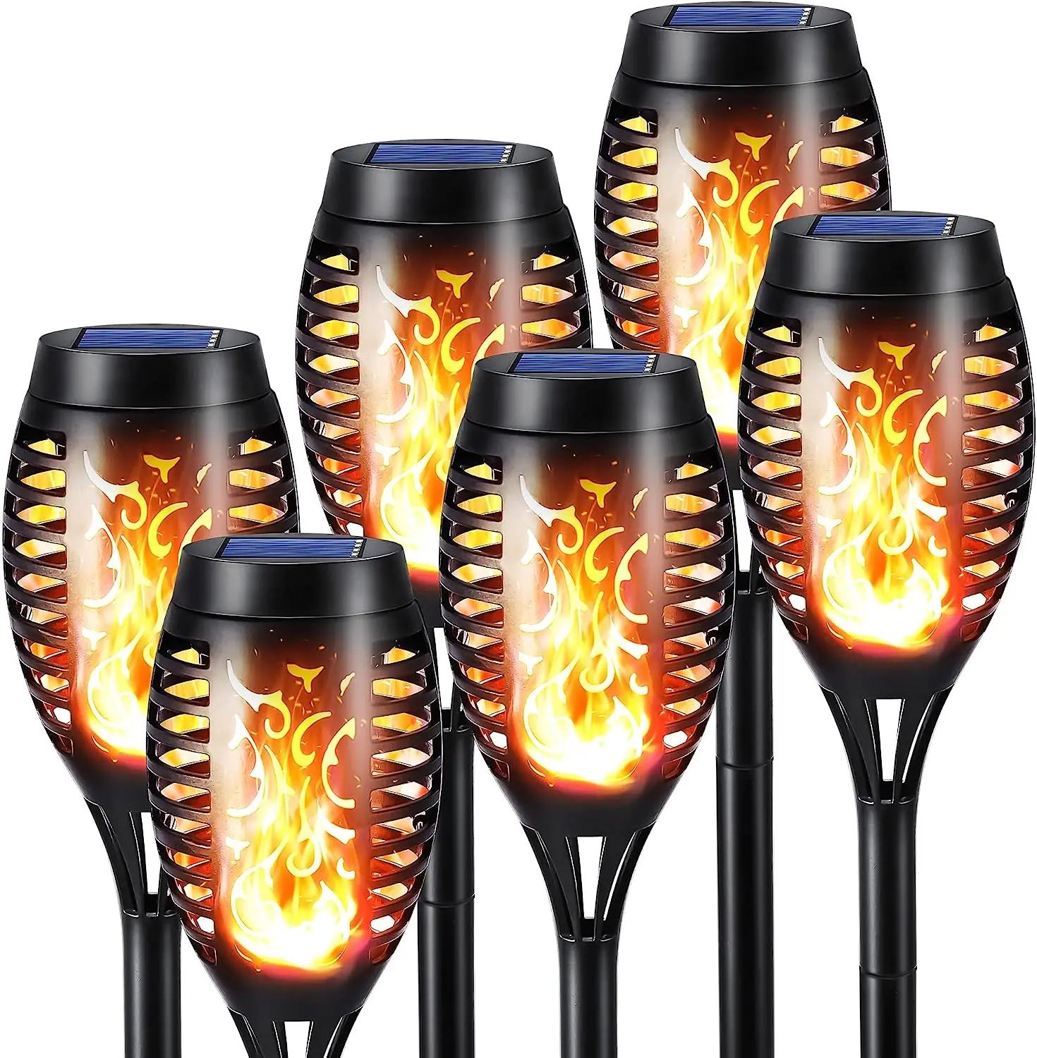 1/2/4/6/8Pcs Solar Flame Torch Lights Flickering Light Waterproof Garden Decoration Outdoor Lawn Path Yard Patio Floor Lamps