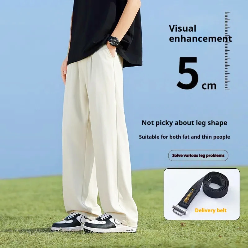 2025 New Men Retro High Waist Trousers Summer Thin Lightweight Straight Leg Casual Pants American Streetwear Vintage Silky