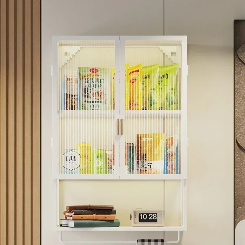 Transparent Bathroom Shelves: Simple Non-perforated Cosmetic Storage Cabinet Wall-Mounted Organizer Above Toilet