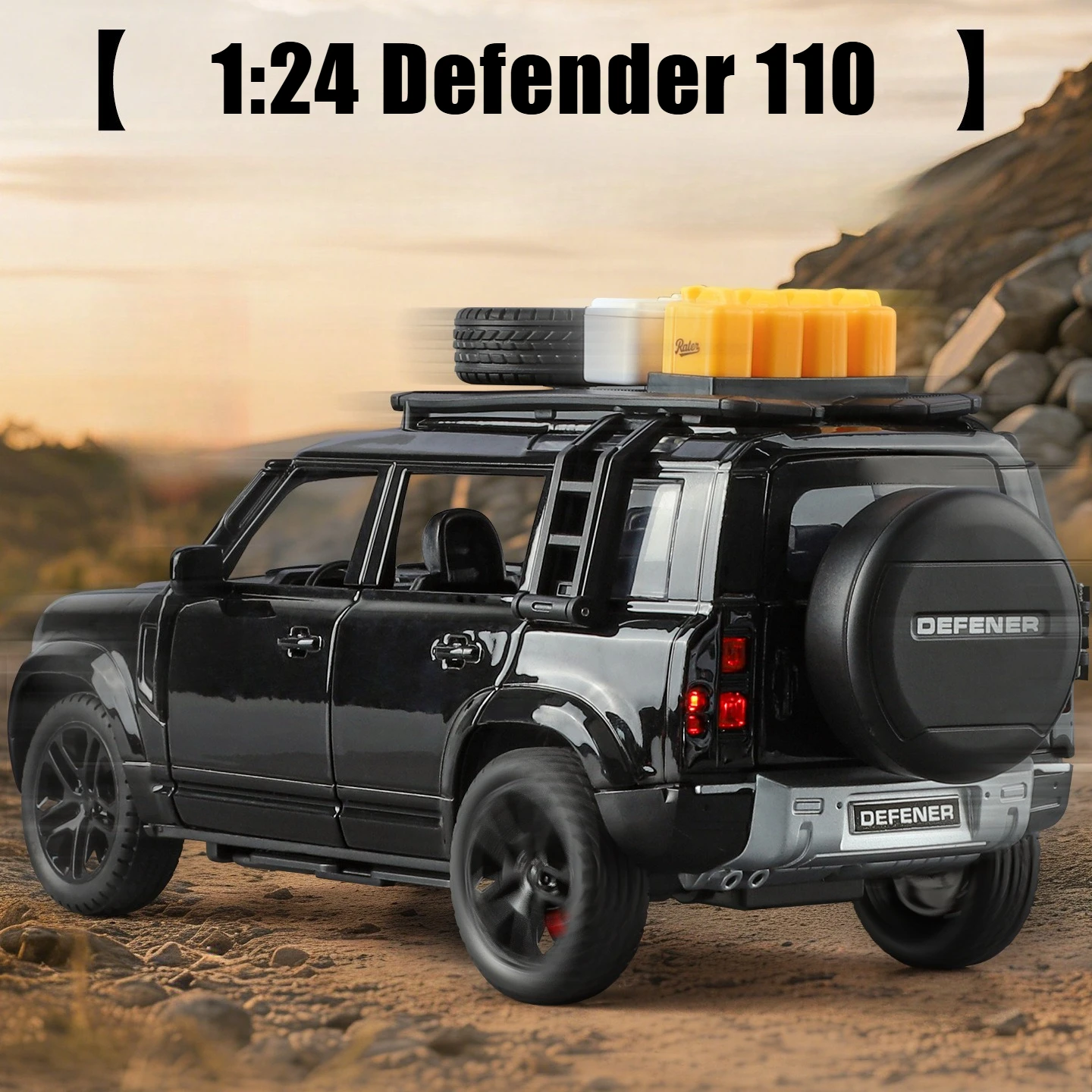 

1:24 Defender 110 Off-road Vehicle Alloy Metal Diecast Model Car Sound Light Pull Back Gift Children's Toy Car