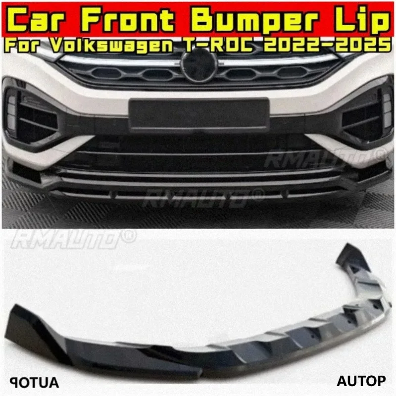 For Volkswagen T-ROC 2022-2025 Body Kit Car Front Bumper Lip Splitter Diffuser Spoiler Bumper Guard Protector Car Accessories