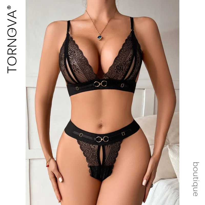 

Tornova Lingeries Sexy Hot Sexy Underwear Uncensored Lace Mesh See-through Women's Underwear Exotic Sexy Lingerie Set 2 Pieces