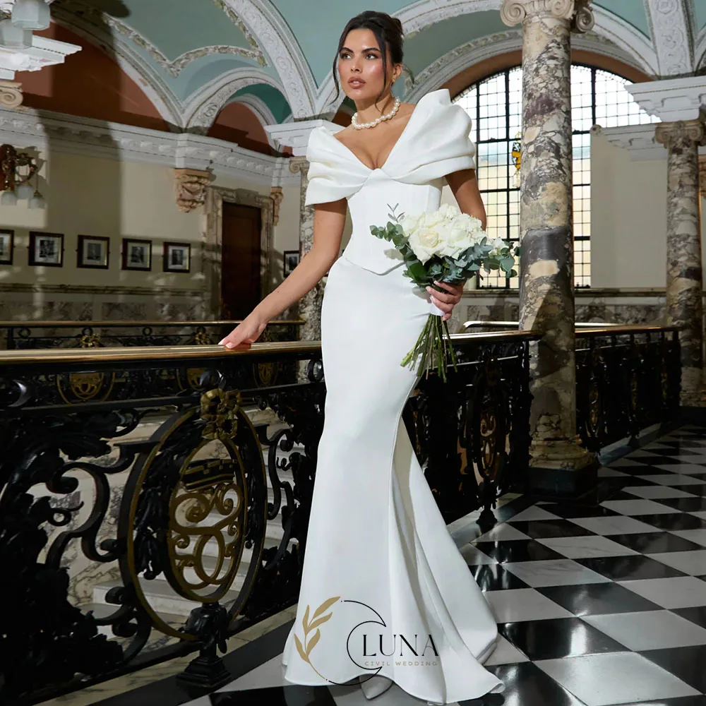 Luna Customized Elegant Mermaid Bridal Dress Modern Off the Shoulder Wedding Dresses Floor-Length vestido de noiva Bridal Gown