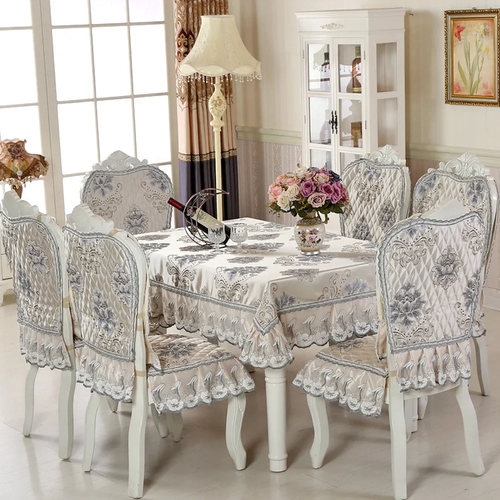 New Floral Print Lace Europe Cotton Home Kitchen Party Tablecloth Set Suit Table-cloth Rectangular Round Table Cloth Chair Cove