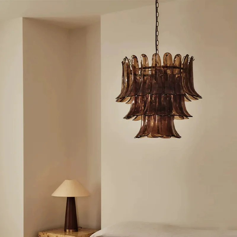 Luxury Brass Branch Chandelier Murano Horseshoe Glass Shade Lustre Dimmable Pendant Lamp For Hotel Fixture For Ceilings