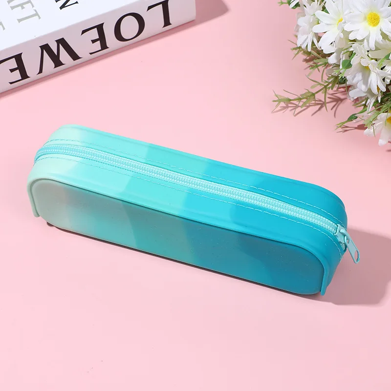 Creative Silicone Pencil Bag Student Pencil Bag Gradual Change Color Silicone Texture Large Capacity Office Stationery Storage