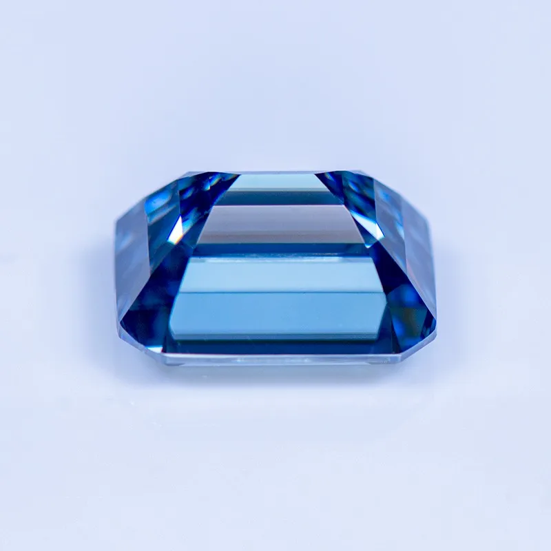 Emerald Cut Moissanite Stone Natural Royal Blue Color Charms Gemstone DIY Ring Necklace Earrings Main Materials with Certificate