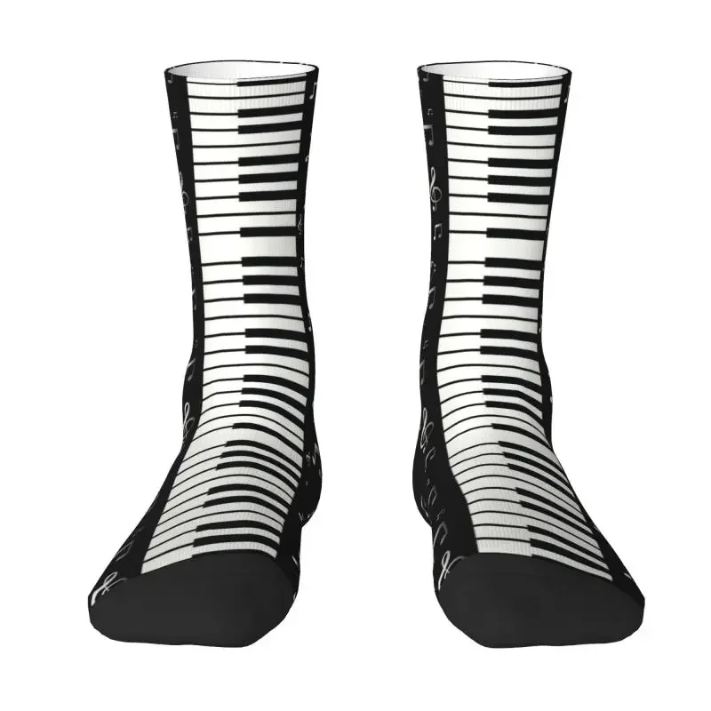 Y2K Novelty Printing Music Notes With Piano For Men Women Stretch Summer Autumn Winter Musician Musical Lover Crew Socks