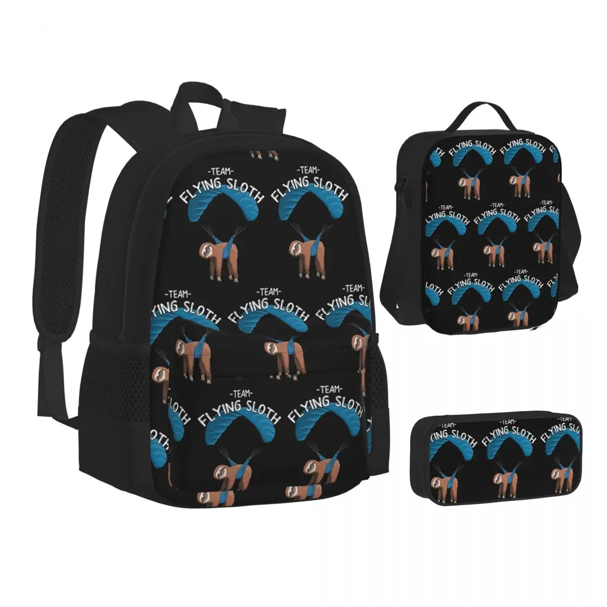 

Paragliding Flying Sloth Sunglasses Skydiver Paraglider Backpacks Bookbag School Bags Rucksack Lunch Bag Pen Bag Three-Piece Set