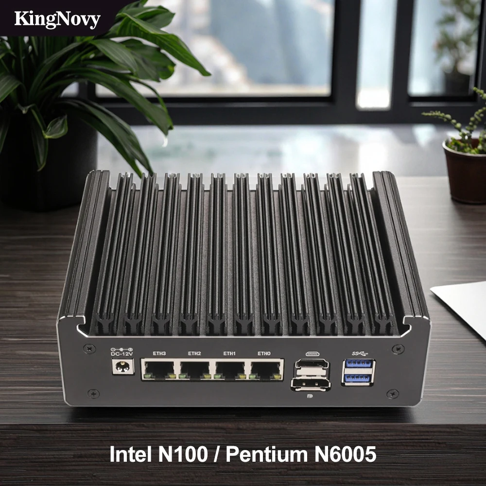 Solid Fanless Firewall Mini PC Intel N100 Pentium N6005 4 LAN i226-V 2.5G DDR4 COM USB-C pfSense OPNsense ESXi Industry Computer