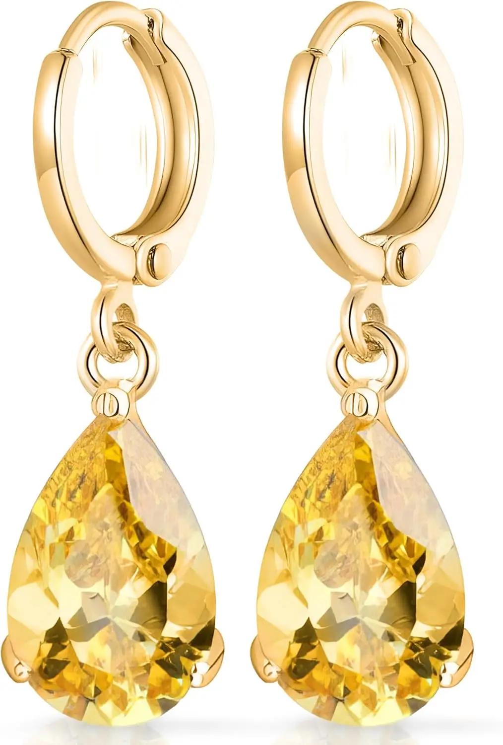 

18K Gold Plated Teardrop Shaped Zirconia Dangle Earrings with Box Included