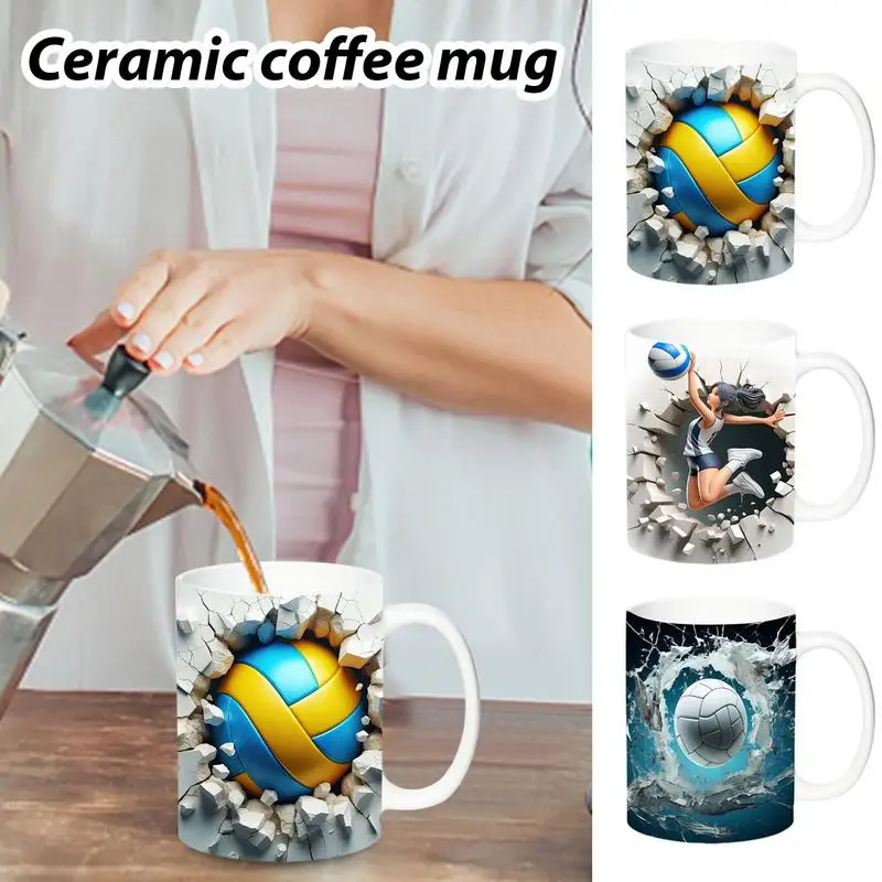 3D Volleyball Ceramic Mug Tea Milk Cups Volleyball Gift for Women Men Sports Mugs For Coffee Milk Tea Lovers Drinkware Accessory