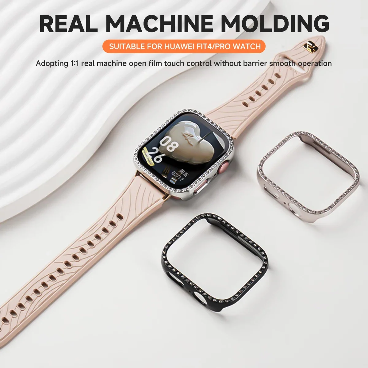 Funda de PC ostentosa para Huawei Watch Fit 4 4Pro, protector de cristal de diamante para Huawei Watch Fit 4 Fit 4Pro, correa protectora de reloj