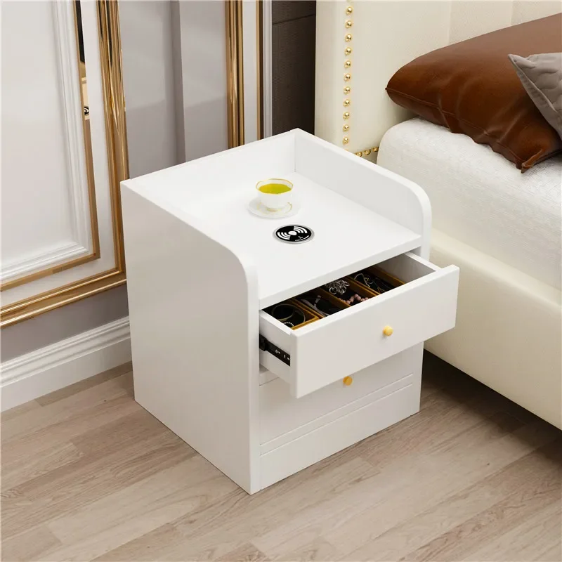 

'Market bedroom bedside table phone wireless charging design classic natural wood modern smart night stand