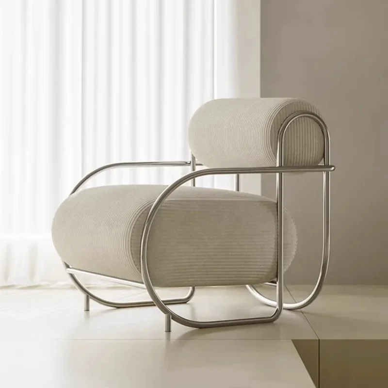 Throne Creative Comfortable Chair Stainless Steel Frame Design Single Sofa Recliner Coffee Designer Muebles Trendy Furniture