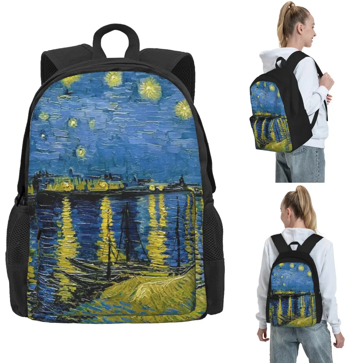

Рюкзаки Starlight Night Van Gogh для мальчиков и девочек, сумка для книг, большая вместительная детская школьная сумка, рюкзак для ноутбука, сумка на плечо