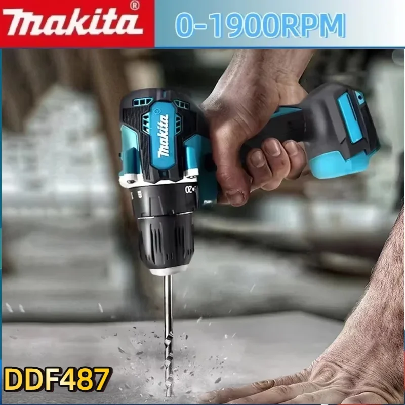 마키타 18V 배터리 DDF487 컴팩트 무선 해머 드릴 가변 속도 전동 공구 충전식 브러시리스 드릴