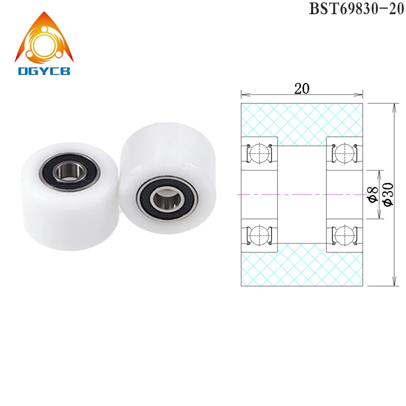 

1pcs 8x30x20 Lengthened POM Bearing Roller BST69830-20 Sliding Door Dlip Positioning Track Pulley Wheel 8*30*20 Nylon Caster