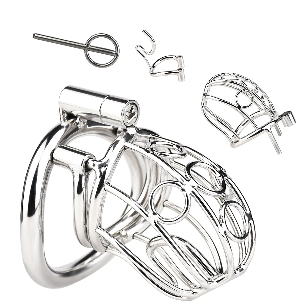 FRKO Metal Hollow PA Lock Glans Piercing Male CBT Chastity Cage Device Arc Penis Rings Sadism BDSM Advanced Player Sex Toys Men - view 2
