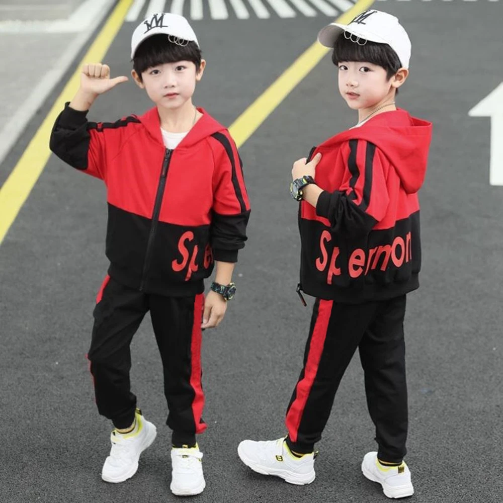 

Teenage Kids Clothing Set Spring/Autumn Sports Pants Middle Large Children Two-piece Set Boys Jacket Live Broadcast Source