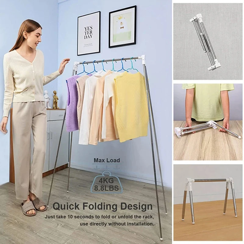 Compact Clothes Rack  Retractable Clothes Drying Rack With Storage Bag Stable Design For High Load-Bearing Capacity