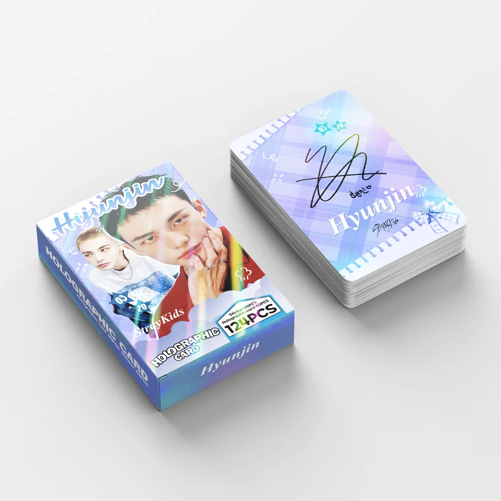 124 szt. Stray Kids KPOP nowy album KARMA Hwang Hyun Jin kolekcja dla fanów idolów naklejki laserowe ze zdjęciami karty LOMO prezenty