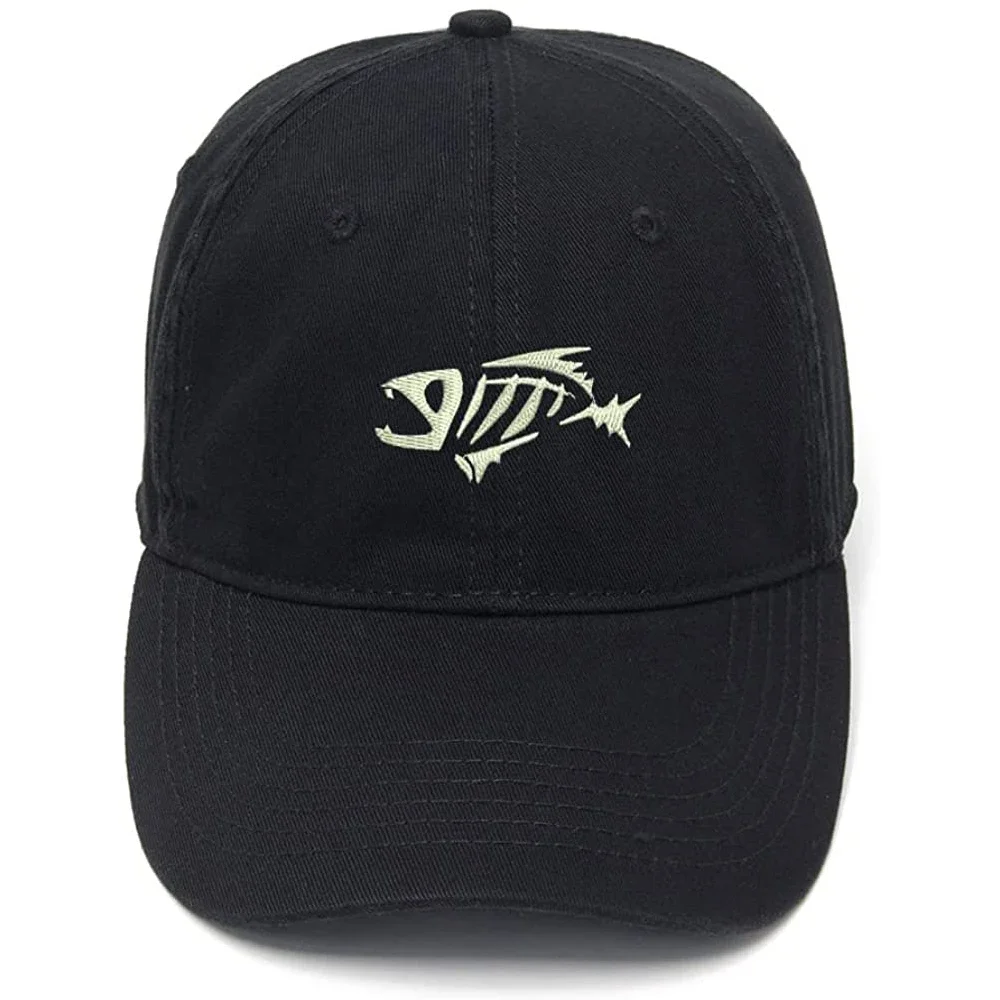

Lyprerazy Men's Baseball Cap Skeloton Fish Embroidery Hat Cotton Embroidered Casual Baseball Caps