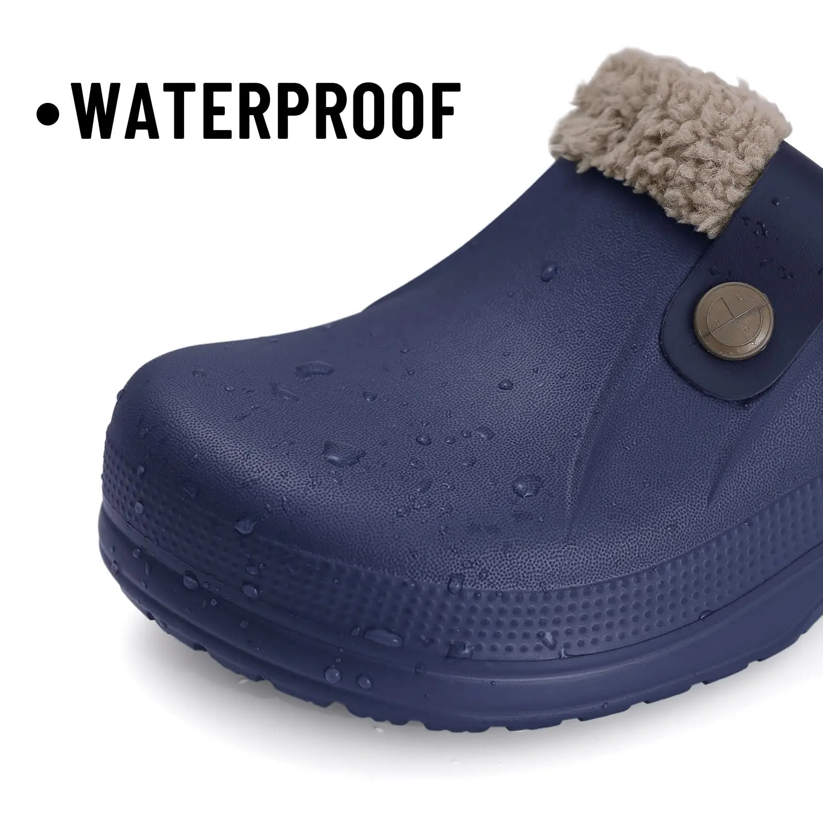 Lächeln Winter Pelz Gefüttert Clogs Frauen Fuzzy Hausschuhe Männer Warme Hausschuhe Erwachsene Outdoor Wasserdichte Hausschuhe Komfort Garten Clogs – Detail 23