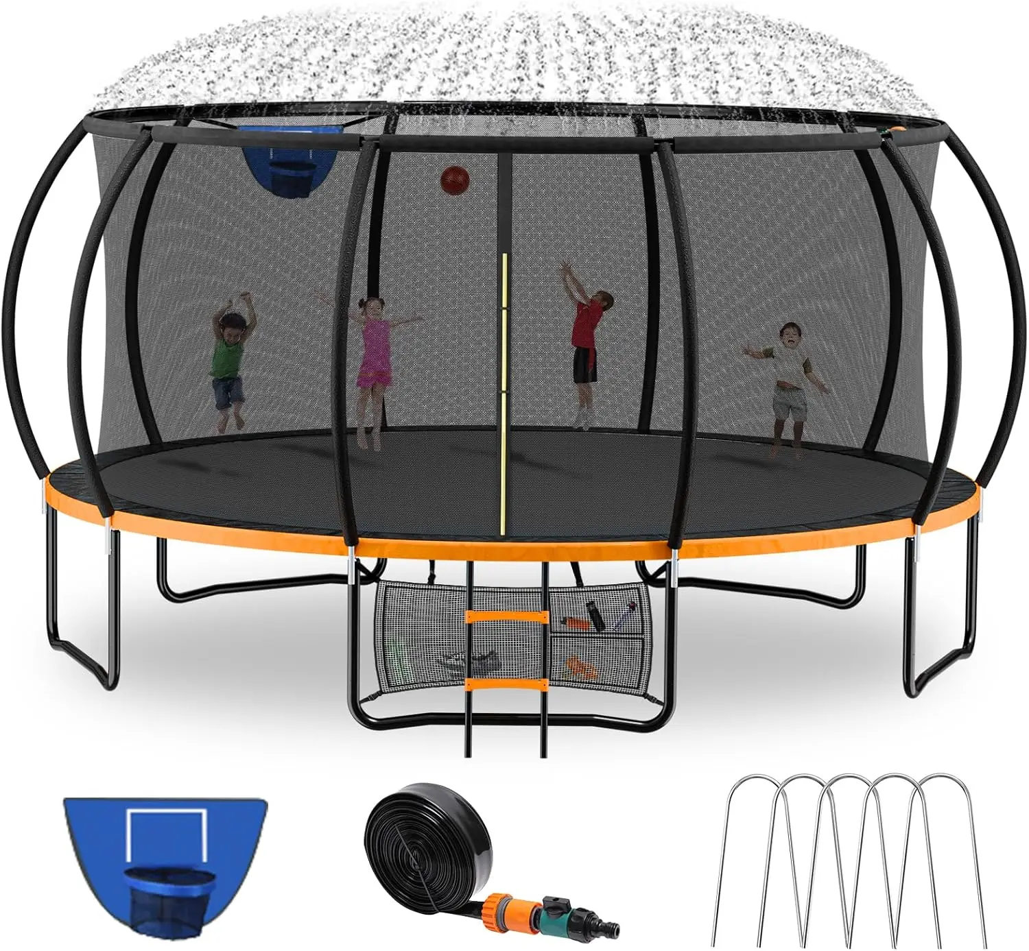 

Outdoor Trampolines for Kids and Adults, Recreational Trampoline with Enclosure Net & Ladder