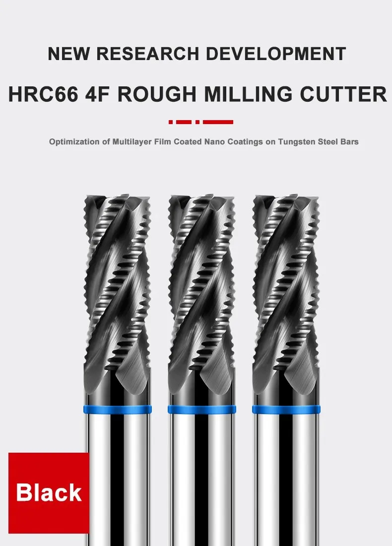 AZZKOR TGB-HRC65 Nano-Beschichteter 4-Schneiden Hartmetall-Schneidwerkzeug für CNC-Maschinen, Schruppfräser, Schruppfräserwerkzeug – Detail 1