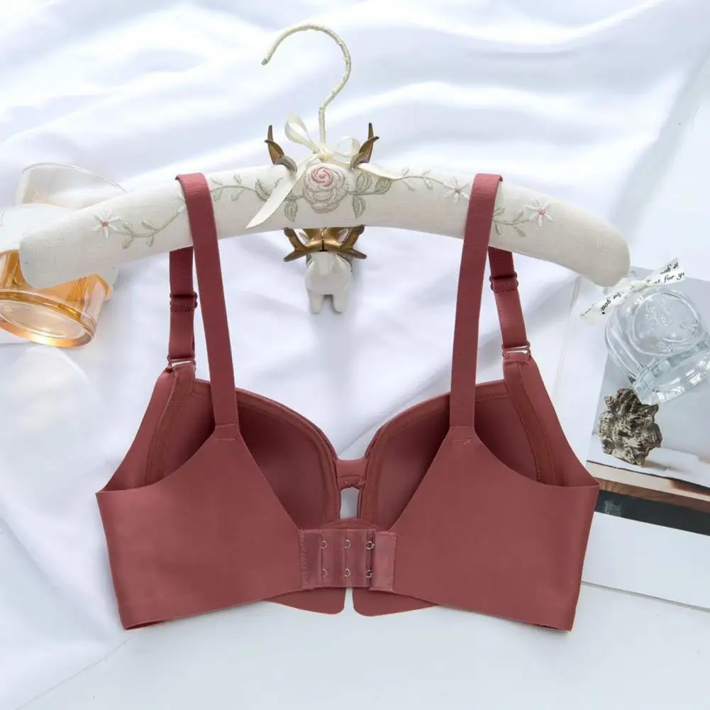 Adjustable Shoulder Strap Bra Comfortable Wireless Push Up Bra for Women Full Coverage Supportive Bralette Non-steel Ring
