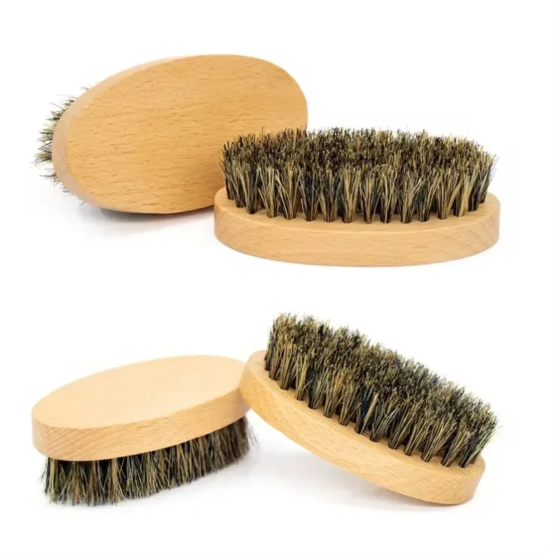 Professional Eco Friendly Boar Bristle Men\'s Shaving Brush Portable Barber Natural Beard Brush For Facial Cleaning Mustache Tool