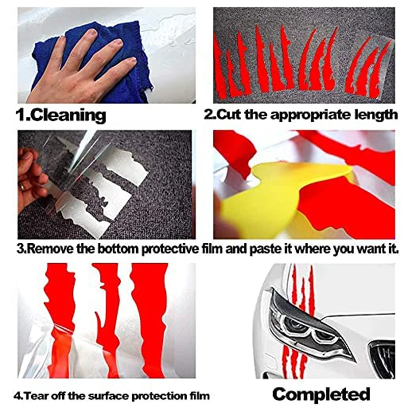 2pcs Monster Claw Marks Car Headlight Claw Marks Headlight Decal Car Sticker Stripes Scratch Vinyl Decal Universal For Most
