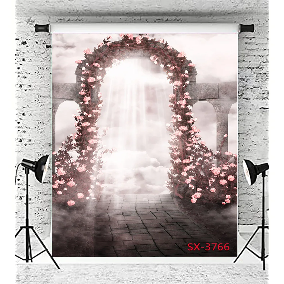 Vinyl Custom Valentine's Wedding Dress Landscape Backdrop Beautiful Flower Wall   Background Photography Prop XH-15