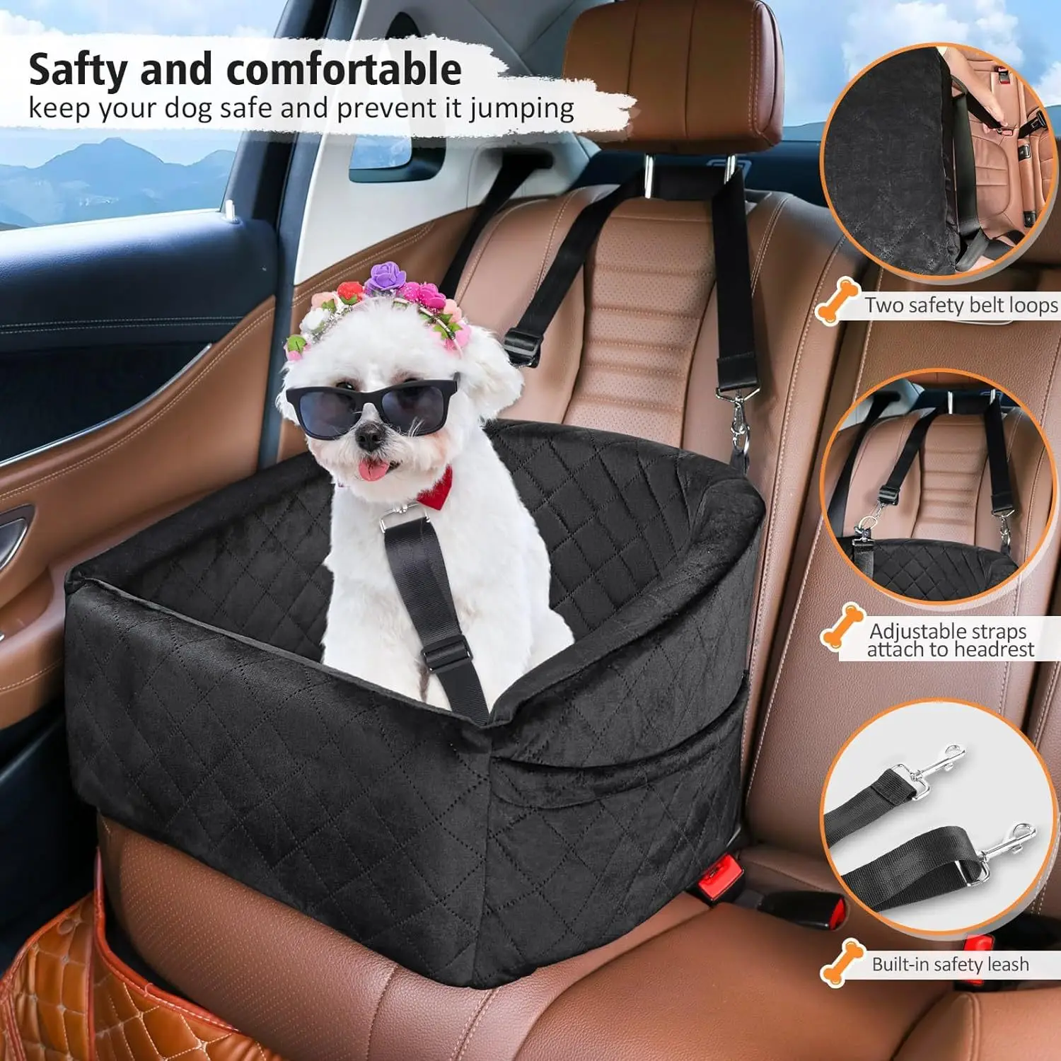 

2025 New Travel Car Dog Nest, Removable and Washable Pet Nest Portable Car Safety Seat for Going Out
