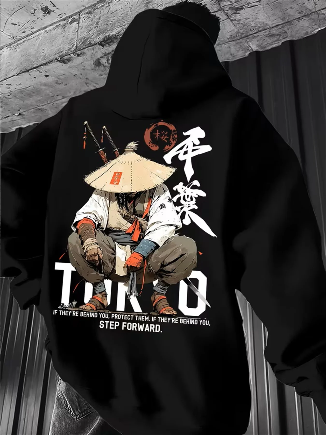 Autumn winter men and women Japanese samurai style Harajuku hooded long sleeved hoodie trendy fashiona hip-hop TOPS