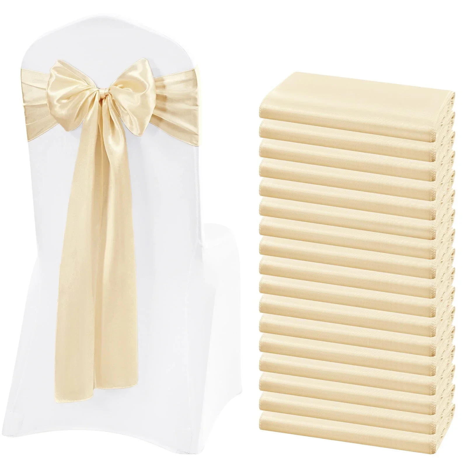 10PCS 2.75M/108.27IN Satin Chair Sashes Bows Chair Cover Ribbons for Wedding Banquet Party Baby Shower Event Decoration