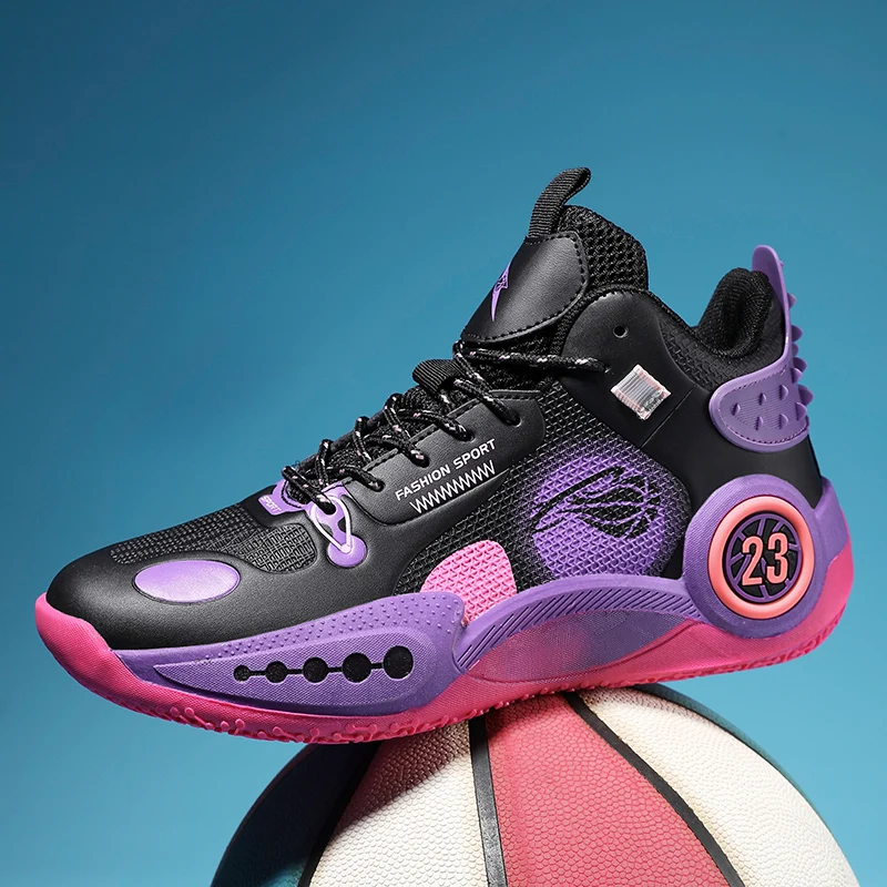 

Men Women High-top Basketball Shoes Outdoor Cushioned Sneakers Anti-slip Athletic Shoes Ankle Support Breathable Jogging Shoes
