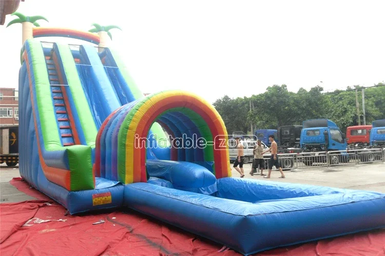 inflatable water slide with air-tight pool for bea,two parts inflatable pirate water slide with detachable swimming pool