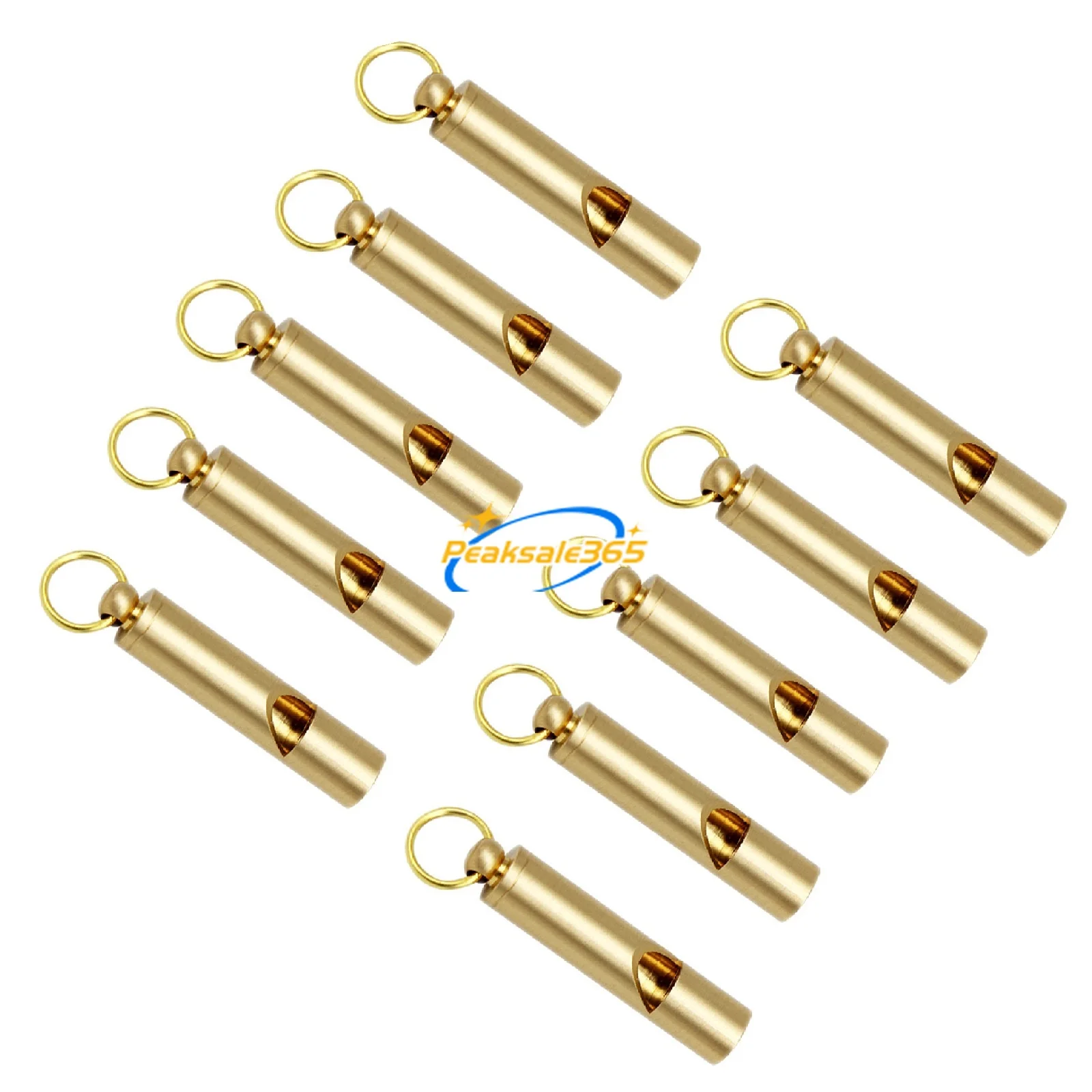 10pcs Brass EDC Whistle Key-chain Ring Decor 47*10mm Life-saving/PE lesson/Referees/Coaches/Training/Survival/Emergency Tools