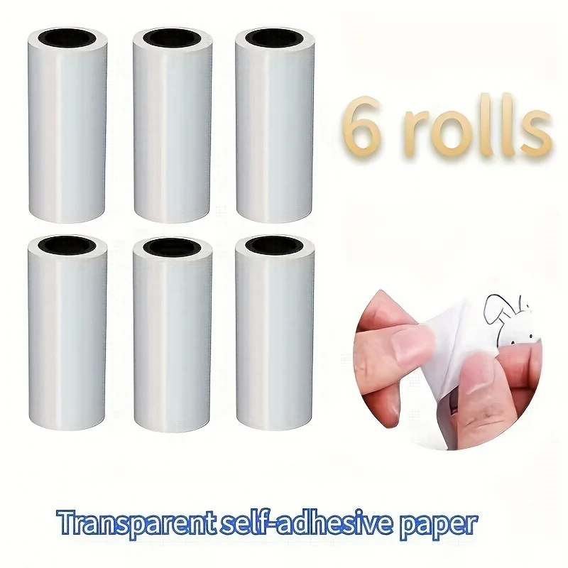 لفات ورق حراري شفافة ذاتية اللصق مقاس 53 مم، متوافقة مع معظم الطابعات الصغيرة التي يمكنك صنعها بنفسك للتعلم والاستخدام المكتبي هدية عيد الميلاد