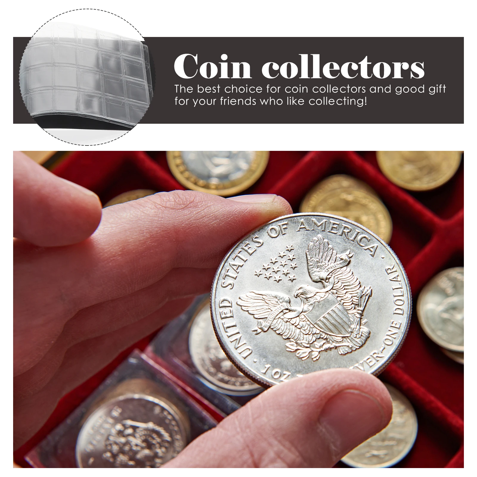 Commemorative Coin Album Books Collection Holder Quarter Imitation Nickel Coin Organizer Protective Case