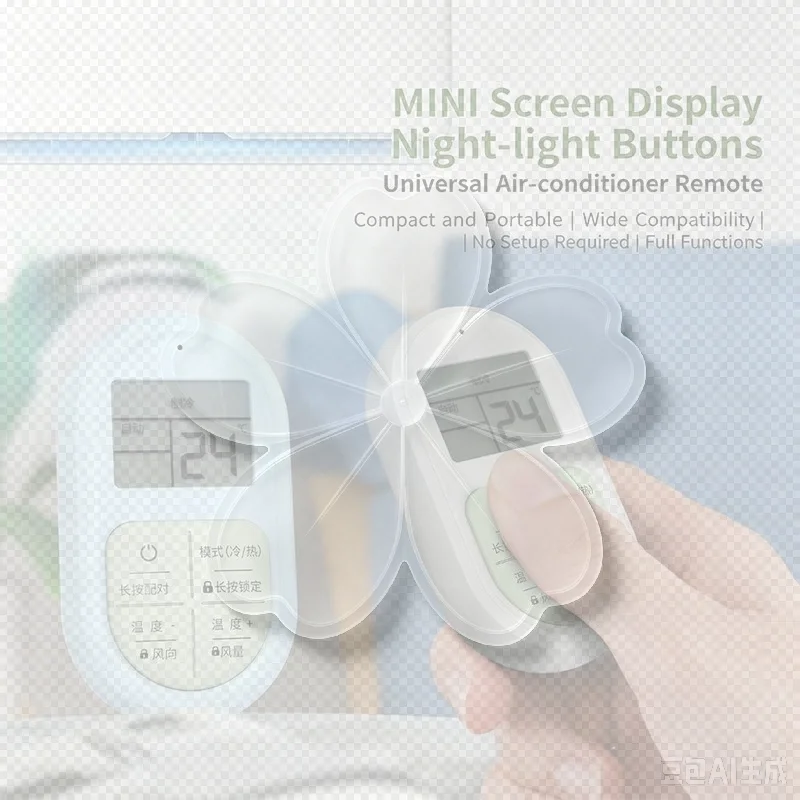 Portable Mini Universal Air Conditioner Remote Control Glow Buttons LCD Display No Setup Required For Home Office Daily Use