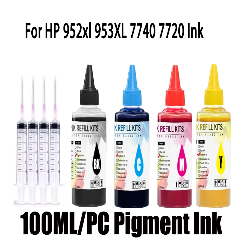 Tinta de recarga 952 953XL 954 955XL, tinta pigmentada para impresoras HP OfficeJet Pro 7740 8710 8715 8720 8730 8740 8210 8216 8725 8728