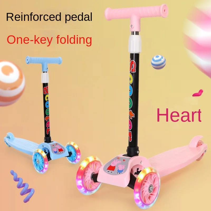 

Cooya Clearance Favorable Special Folding Children's Scooters 2-8 Years Old Three Wheel Flash Bike Baby Scooter Toy Stroller